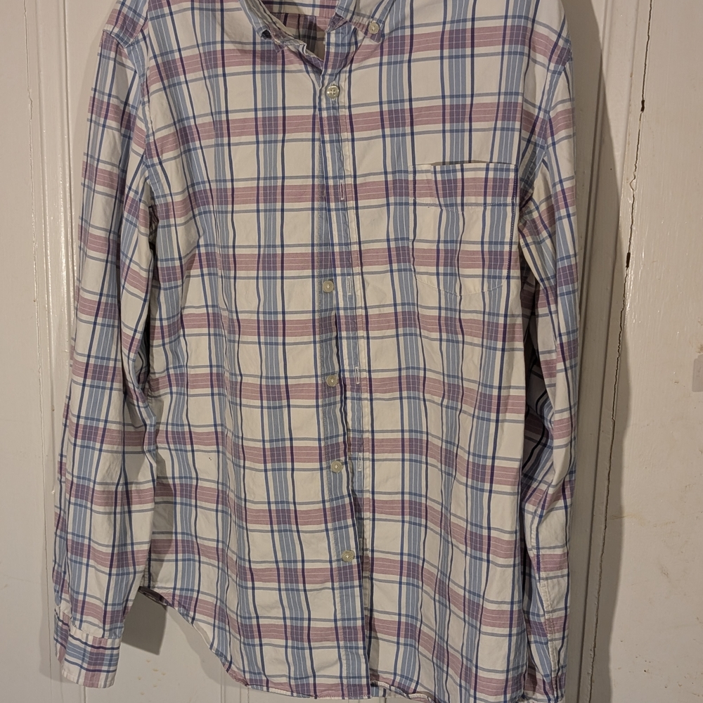 J. Crew Blue and Pink Casual Button Down Shirt